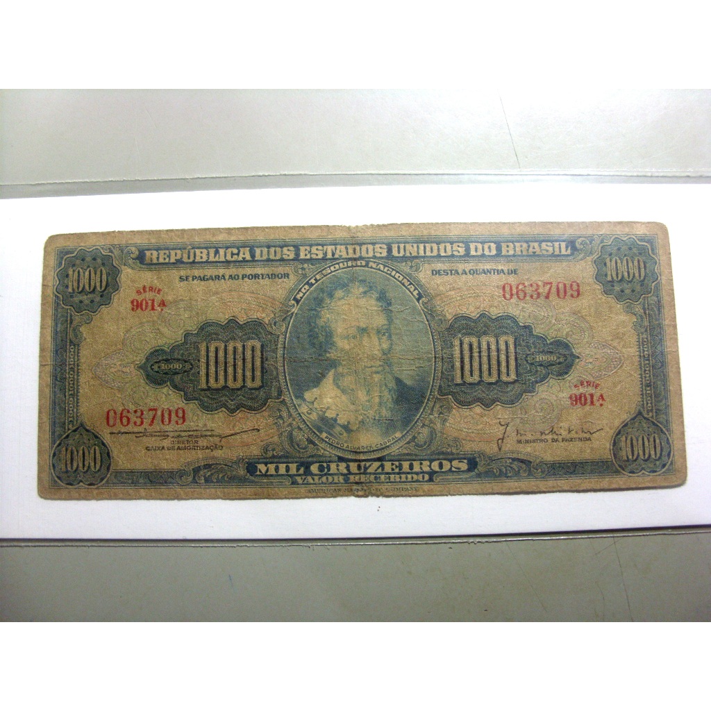 Rara Cédula Brasil 1000 Cruzeiros 1955 C051 Circulada, Autentica.