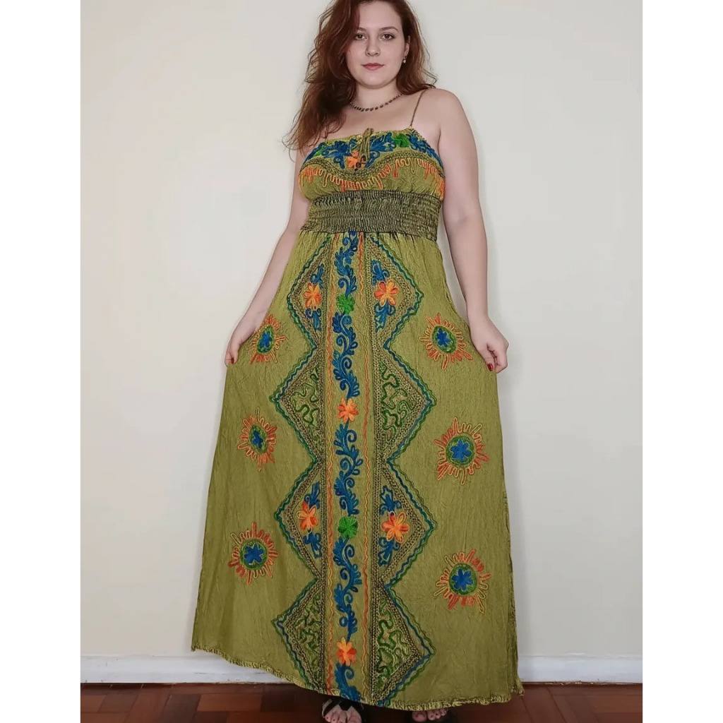 Vestido Indiano Estonado Longo Boho