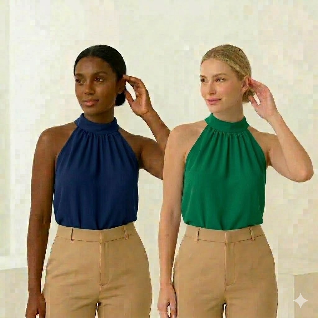 2 Blusa Social Feminina Gola Alta Leve Não Amassa Casual Trabalho Festa Atacado Premium Cores