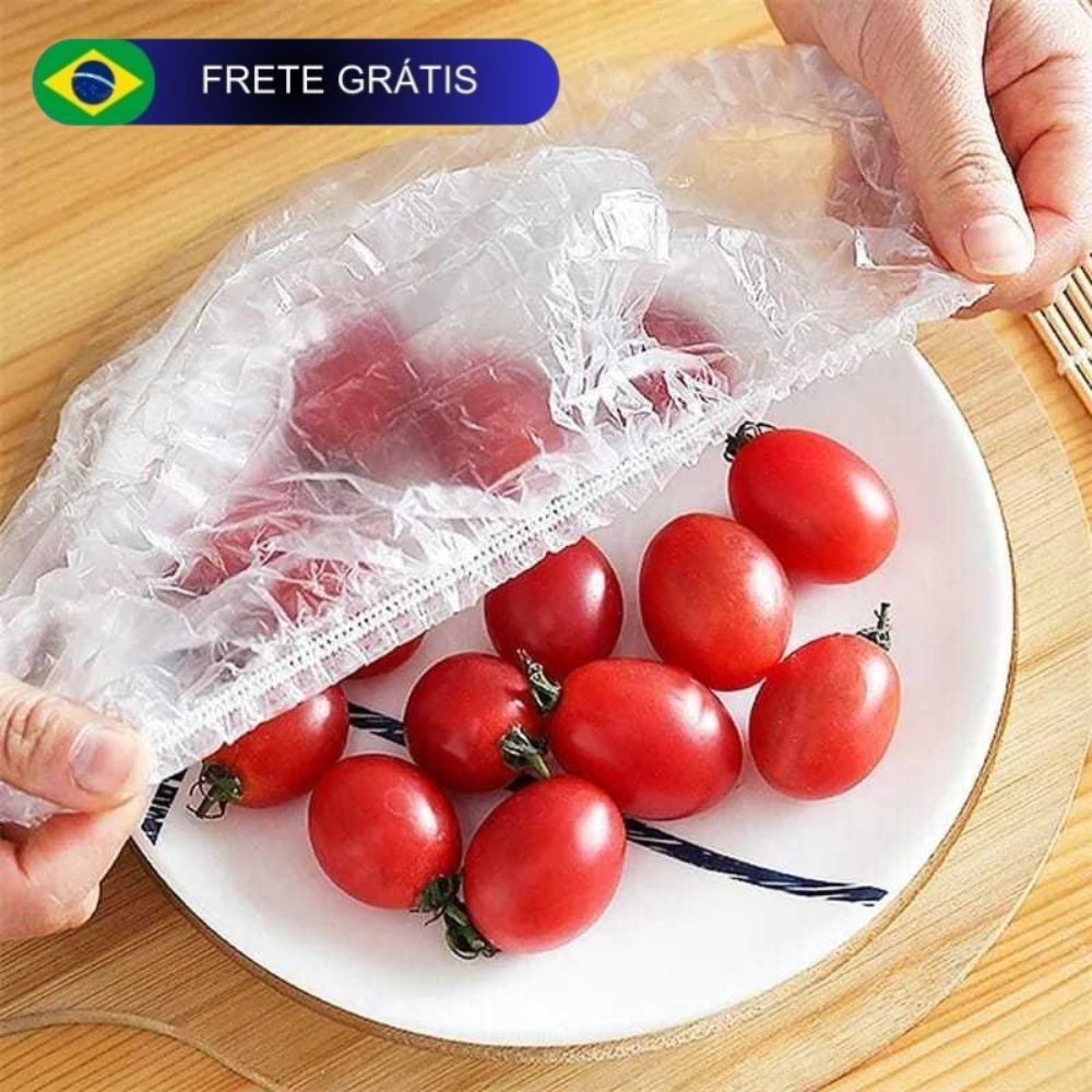 (100PCS) Toucas Saquinhos Descartáveis Plásticos Tampas de alimento Elásticos