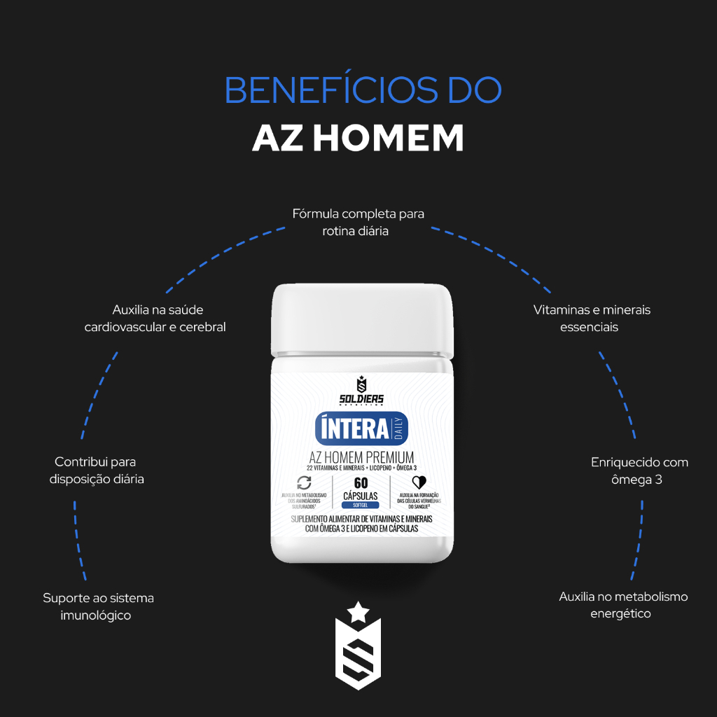 Multivitamínico AZ Homem Premium 60 caps Softgel Íntera Energia Imunidade - Soldiers
