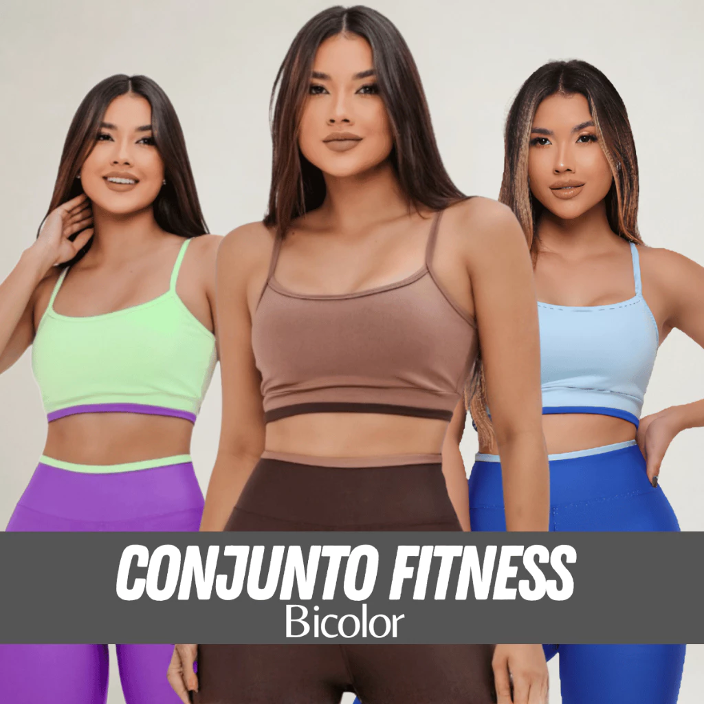 Conjunto Academia Feminino Yazfit Bicolor Top & Legging Premium Treino Yoga Compressão — imagem 1