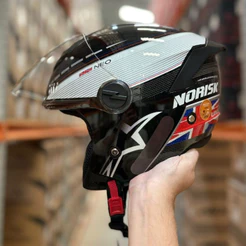 Capacete Moto Norisk Aberto Neo Reino Unido Grand Prix Brilhante Original Novo