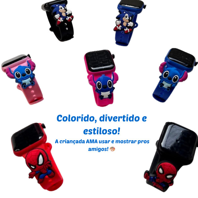 Relógio Infantil Digital Stitch Sonic Homem Aranha Menino Masculino