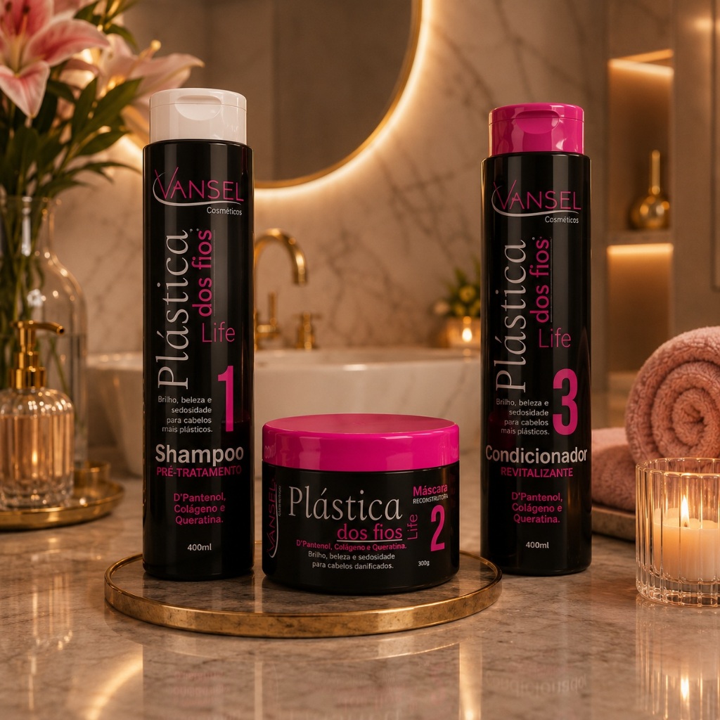 Kit Capilar Plástica dos Fios 3 Produtos (Shampoo, Condicionador e Máscara) Profissional