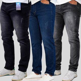 Kit 3 Calças Jeans Masculina Slim Fit Com Elastano Lycra Premium Super Stretch Envio Rápido