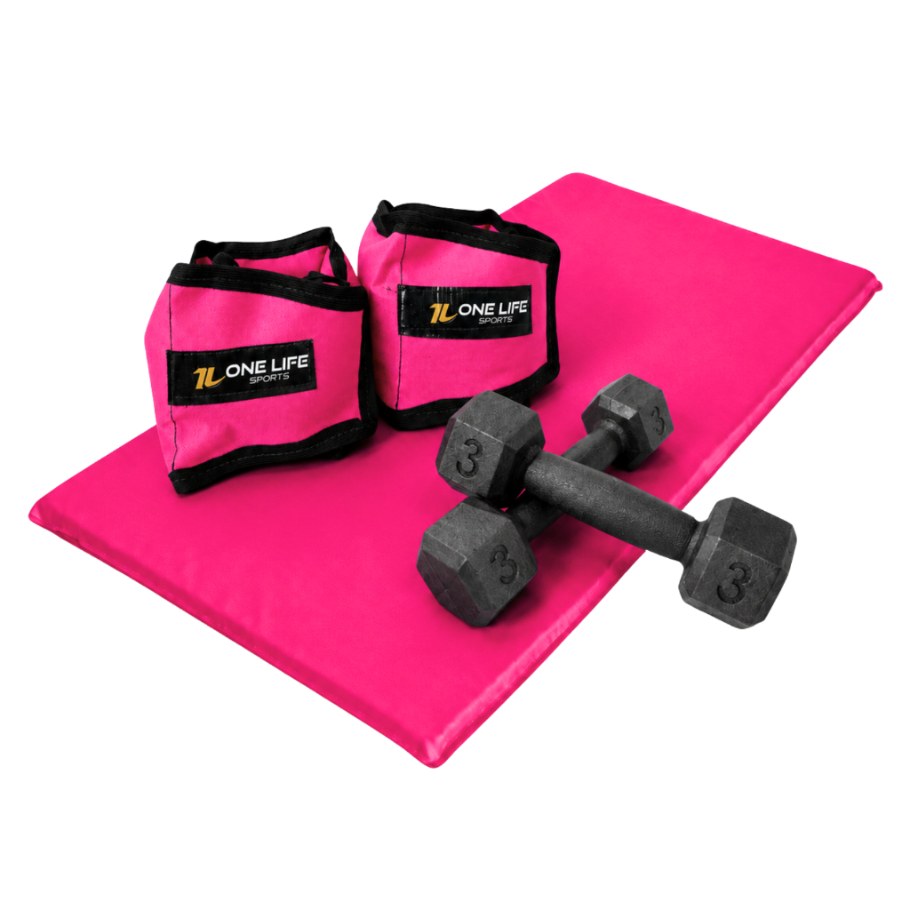 Kit Academia em Casa | Colchonete + Halter 3kg + Caneleira 3kg | One Life Sports® - Treino Funcional