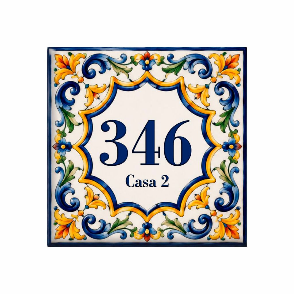 Azulejo Número de Casa Personalizado e Nome da Rua e Número Placa para Muro Número Residencial 23