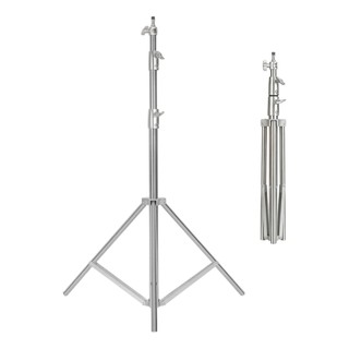 Tripé de Iluminação Profissional 2,85m para Ring Light, Estúdio Fotográfico, Foto e Vídeo, Dobrável, Prata, com Bolsa