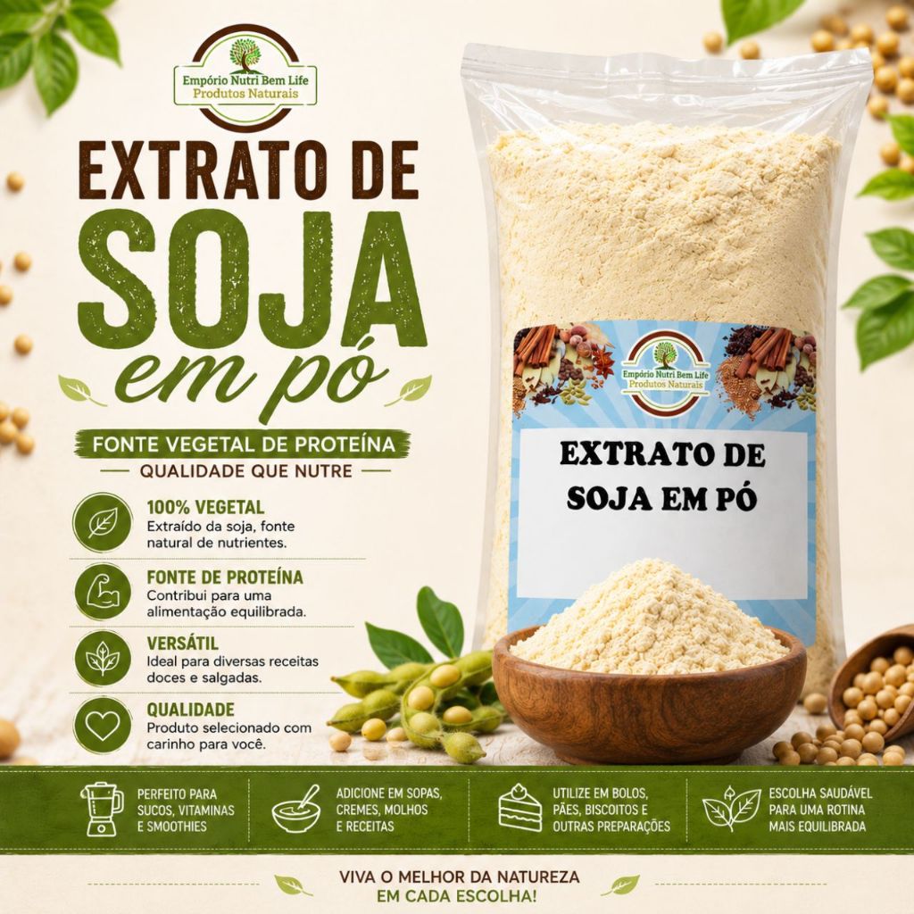 🏆 Extrato de Soja em Pó | Fonte Vegetal de Proteína | Alternativa Vegetal | Sem Lactose