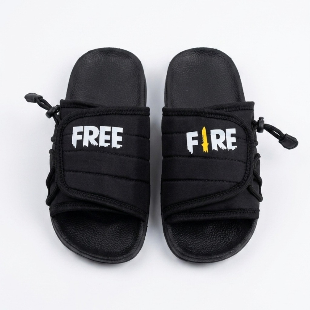 Chinelo sandália infantil FreeFire assuna 2 todo preto unissex lindo Chinela leve macia