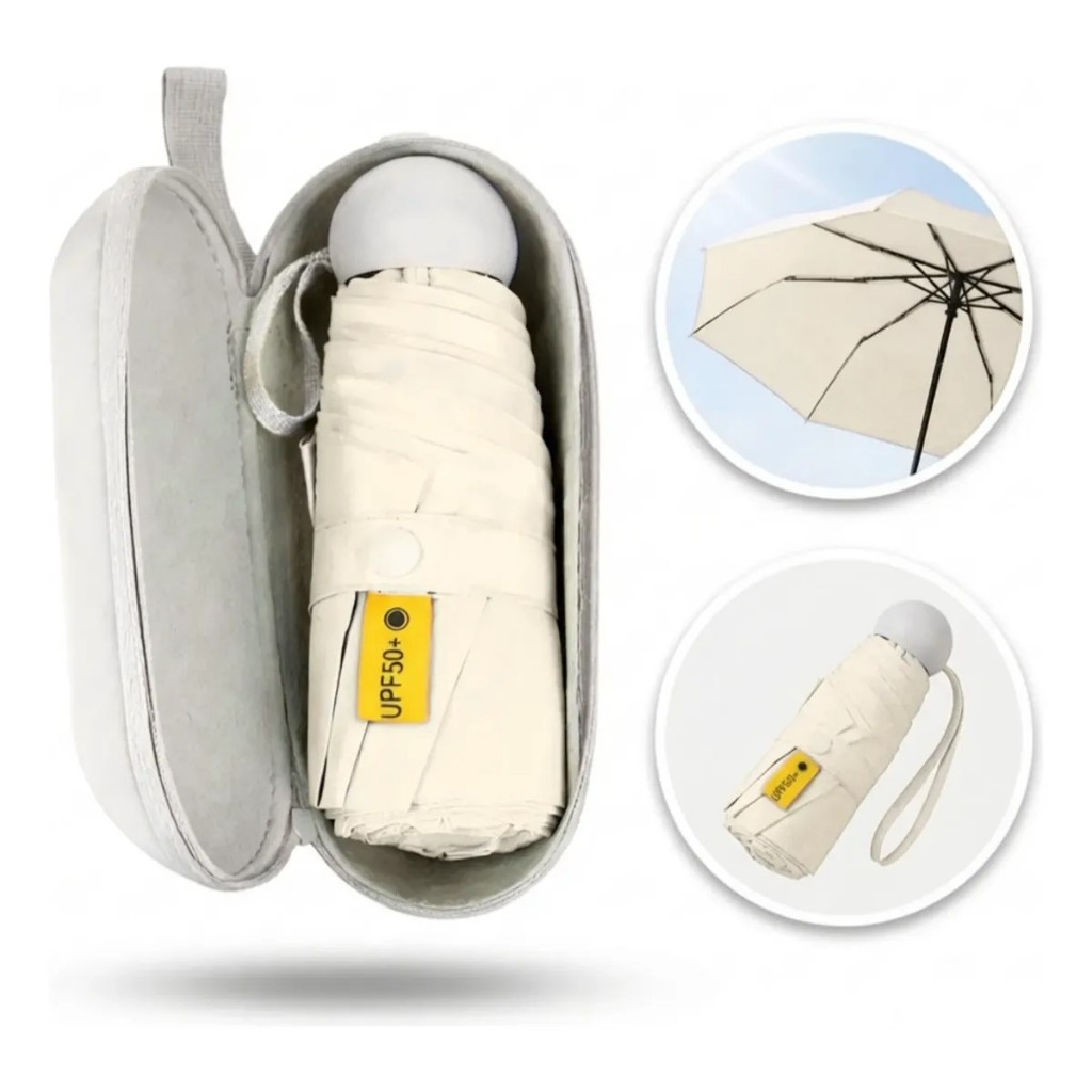 Detalhes do Sombrinha Cabe na Bolsa Mini Cápsula Portátil Ultraleve Proteção UV Blackout