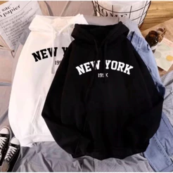 Moletom Cangurú Unissex Blusa de Frio Casaco Feminino Masculino Flanelado Algodão New York 199X