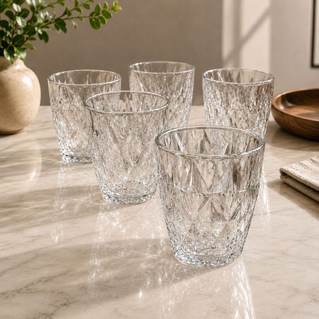 Jogo de Copos Diamond 300ml Vidro Alta Resistência Diamante Drinkss