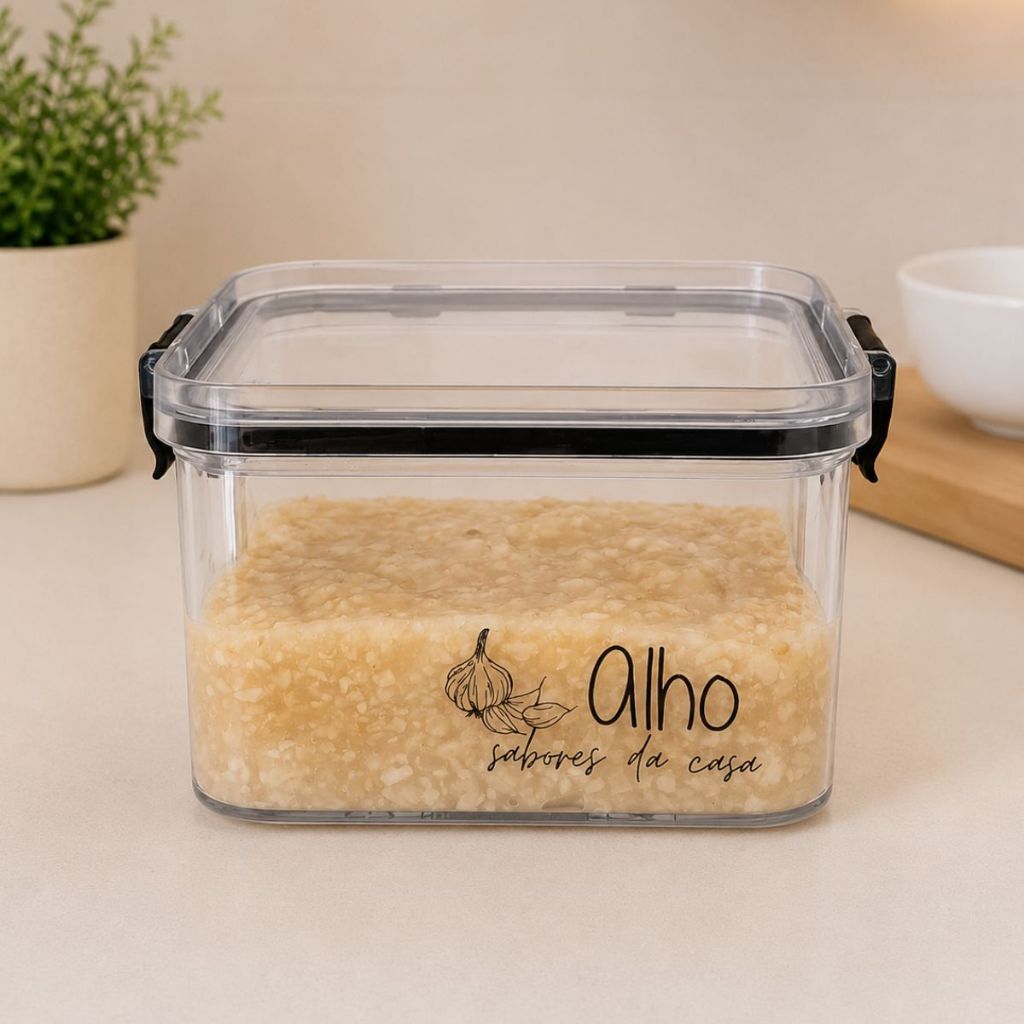 Pote Alho | Herméticos Geladeira | Porta-Alho | 450ml - Porta Mantimentos