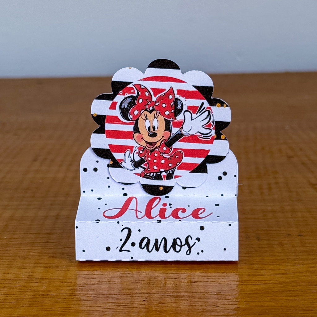 Porta Bis Minnie Vermelha | Lembrancinha Aniversário Menina Decoração Pegue e Monte -festa infantil - festa menina