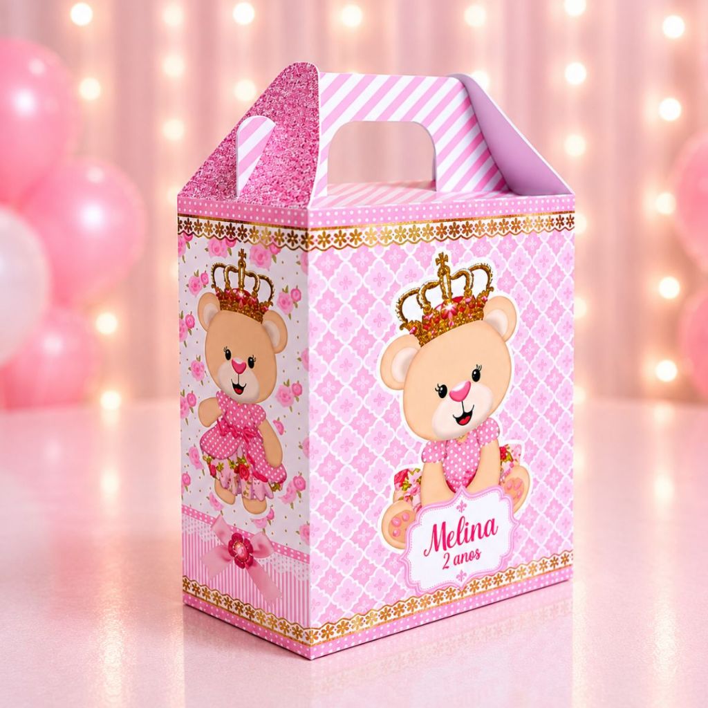 Maleta Personalizada Ursinha Princesa - (PEGUE E MONTE) Kit festa - lembrancinha - aniversário - caixas personalizadas