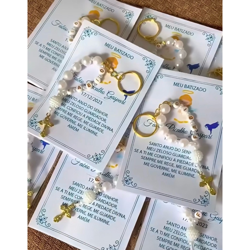 Mini terço chaveiro ideal para presente/lembrancinha chá de bebe, maternidade, batizado, primeira comunhão, crisma.