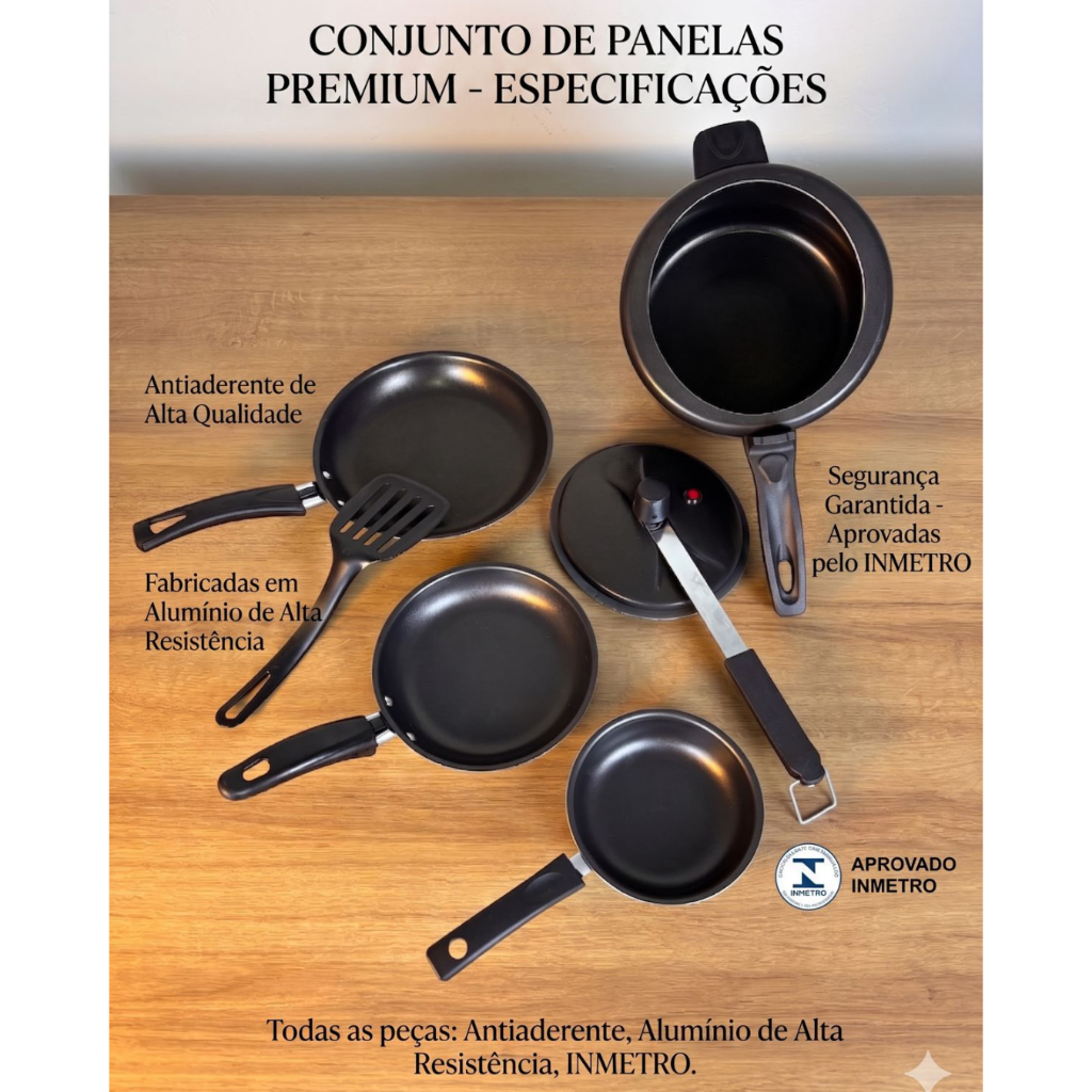 Kit de Panela de Pressão 4,5L Fechamento Interno Antiaderente+ Frigideiras Antiaderente com espátula