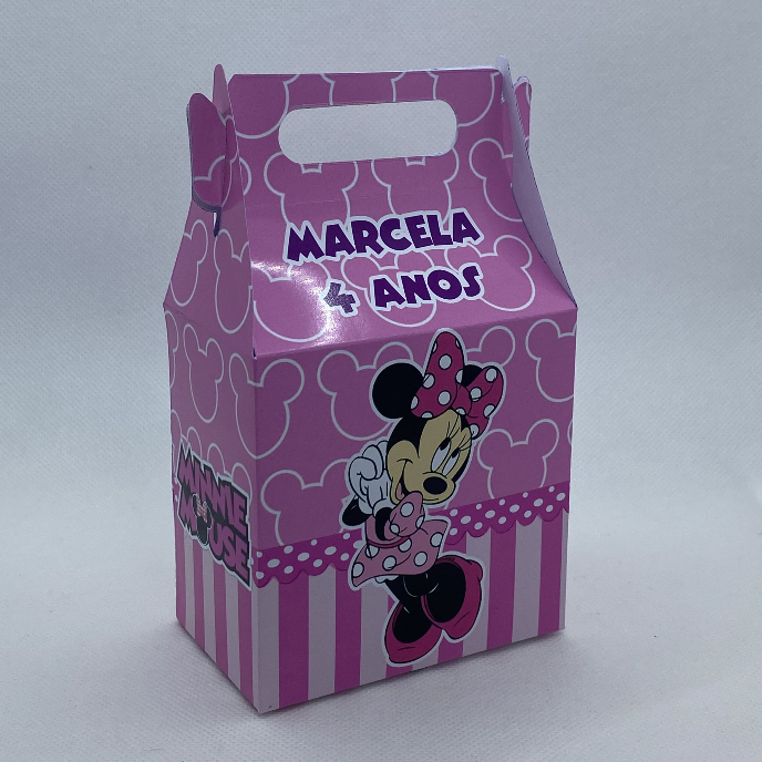 Caixinha Minnie Maletinha Personalizada com Nome e Idade Lembrancinha Festa Infantil Aniversário