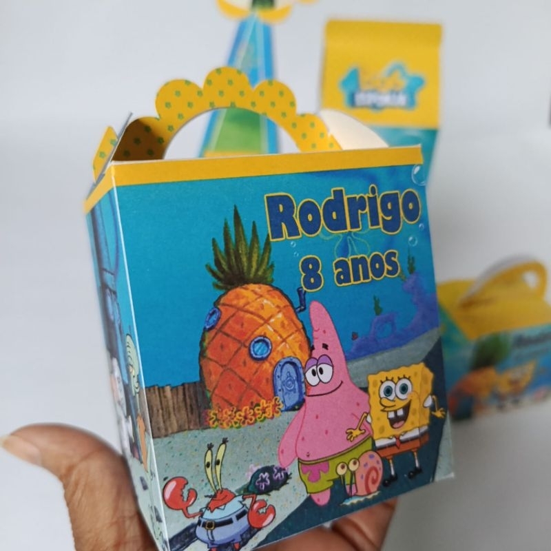 PEGUE E MONTE - Kit festa caixinhas Personalizadas BOB ESPONJA lembrancinha de festa infantil