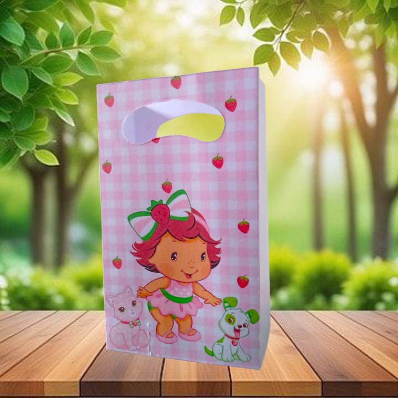 Sacolinhas surpresa personalizadas Moranguinho para lembrancinhas, vários temas disponíveis