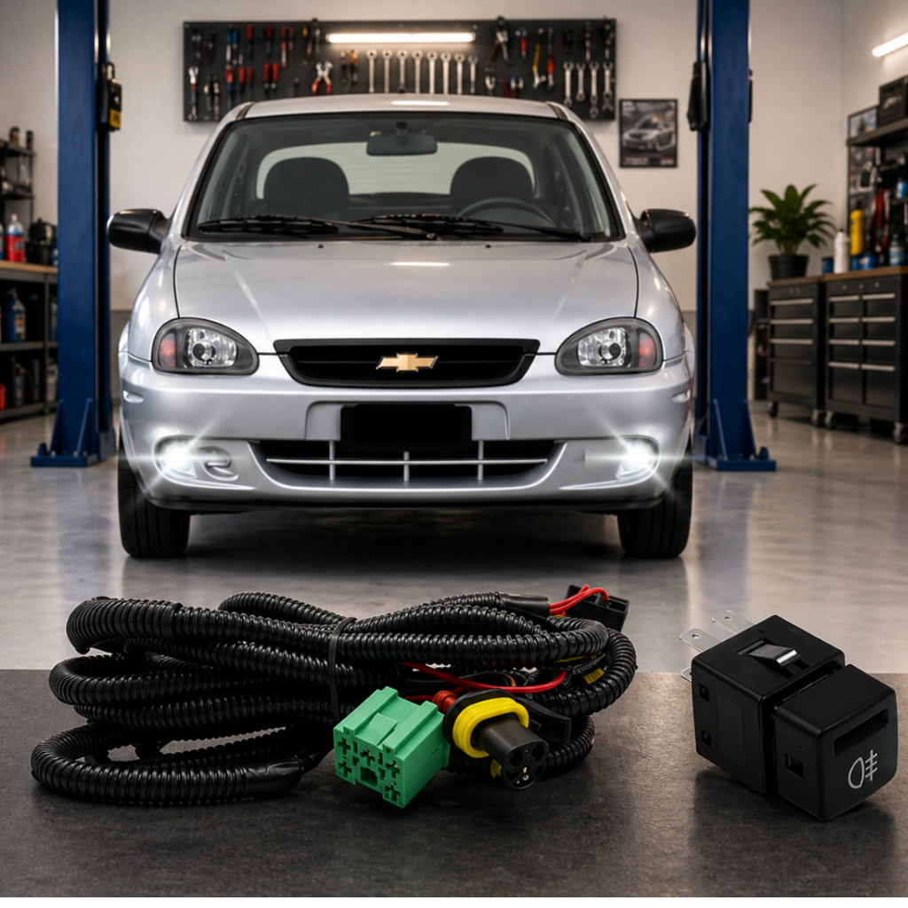 Kit Chicote e Botao Interruptor Milha Corsa Classic 2003 a 2010
