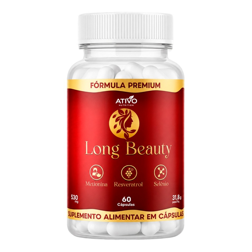 Long Beauty | Ativo Nutrition - 530mg - 60 Cápsulas - Metionina, Resveratrol e Selênio, Antioxidante e Bem-Estar