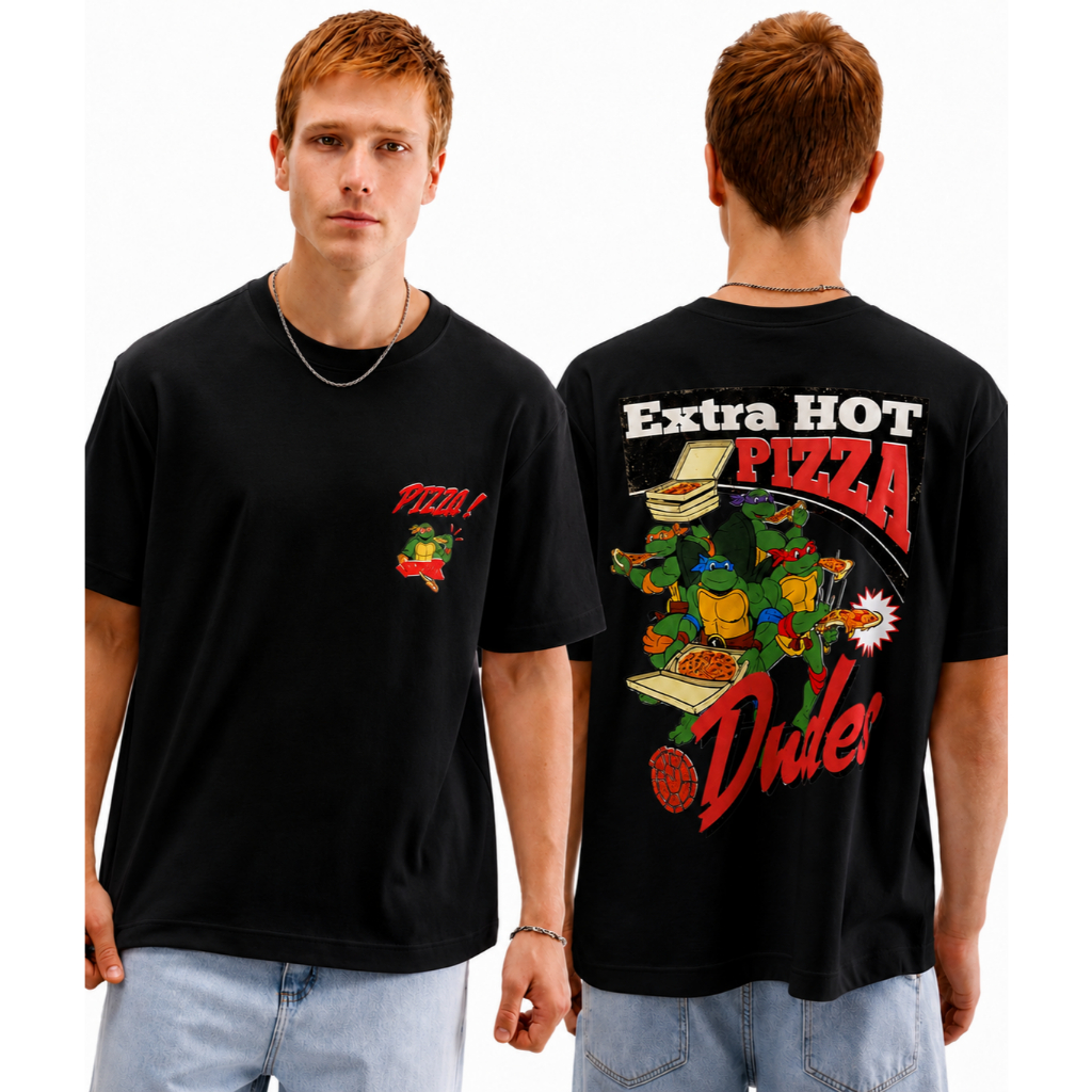 Camiseta Adulto e InfantilJuvenil Tartarugas Ninjas Pizzas Desenho Camisa Over Personagens Estampado