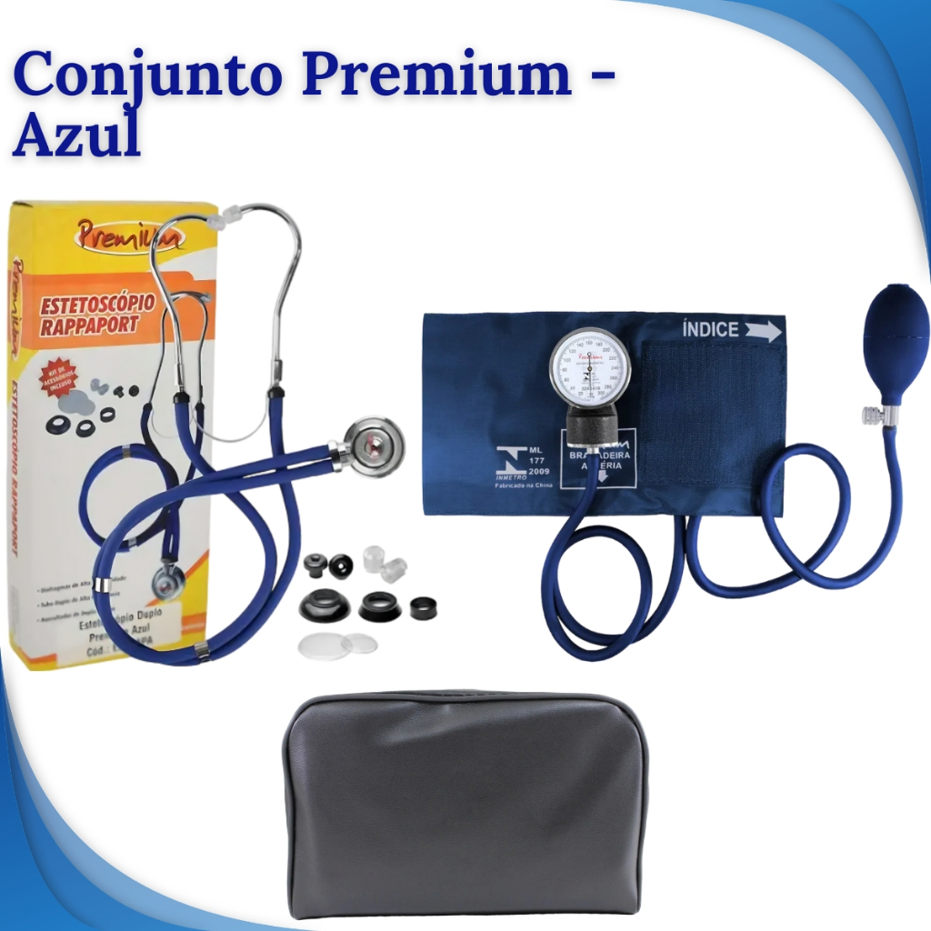 Aparelho de Pressão Premium/Bioland + Estetoscópio Rappaport (Conjunto de Enfermagem) - 8 Cores