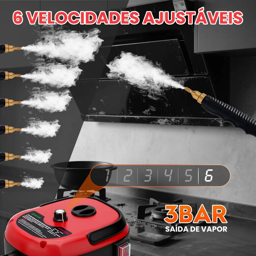 New Limpador A Vapor De Alta Temperatura 2500w Com AcessóRios E PressãO Limpeza MóVel Multifuncional Cozinha Handheld St — imagem 2 de 2
