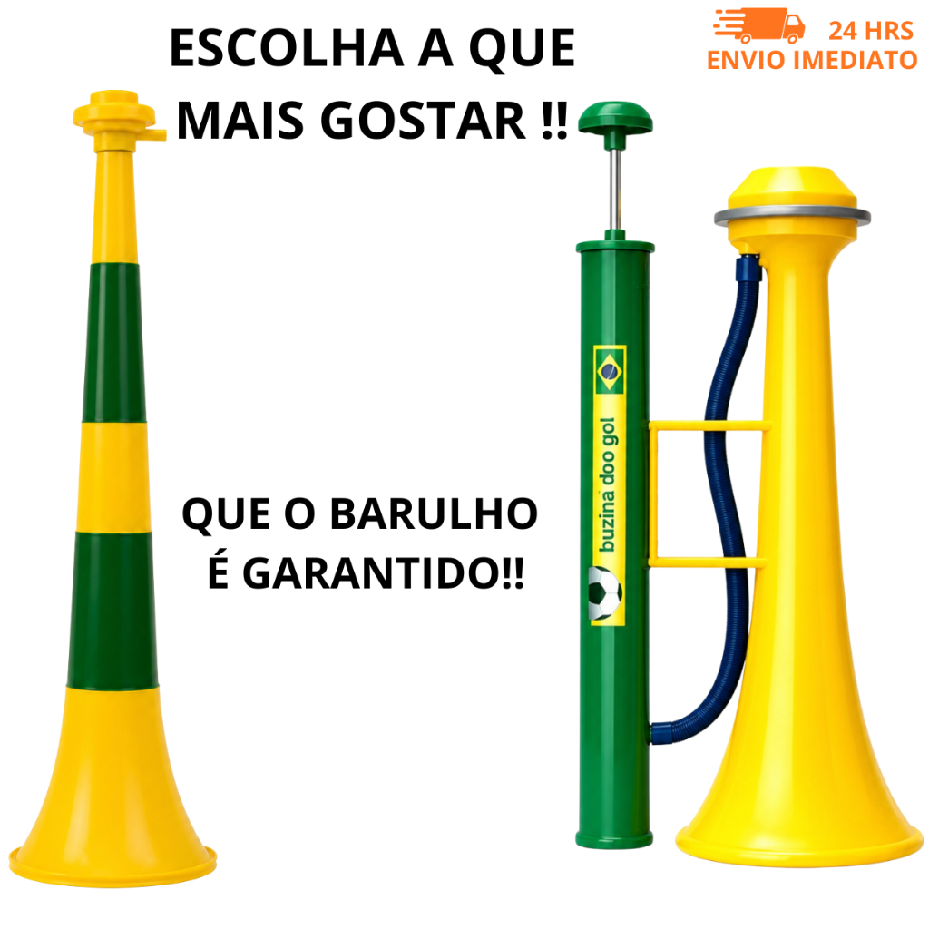 Buzina Vuvuzela Potente Brasil Copa do Mundo Som Alto Torcida Grande Média kit ou unidade