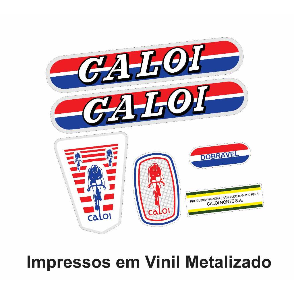 Kit Adesivos Bicicleta Caloi Berlineta Dobrável Metalizado