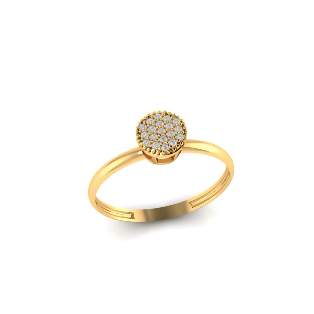 Anel Redondo Pavê Ouro 18k 750