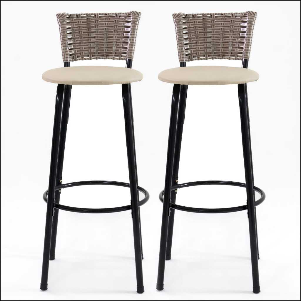 KIT 2 BANQUETAS BANCO ALTO COZINHA BANCADA BARES BALCAO MODELO ELO JUNCO CAPUCCINO