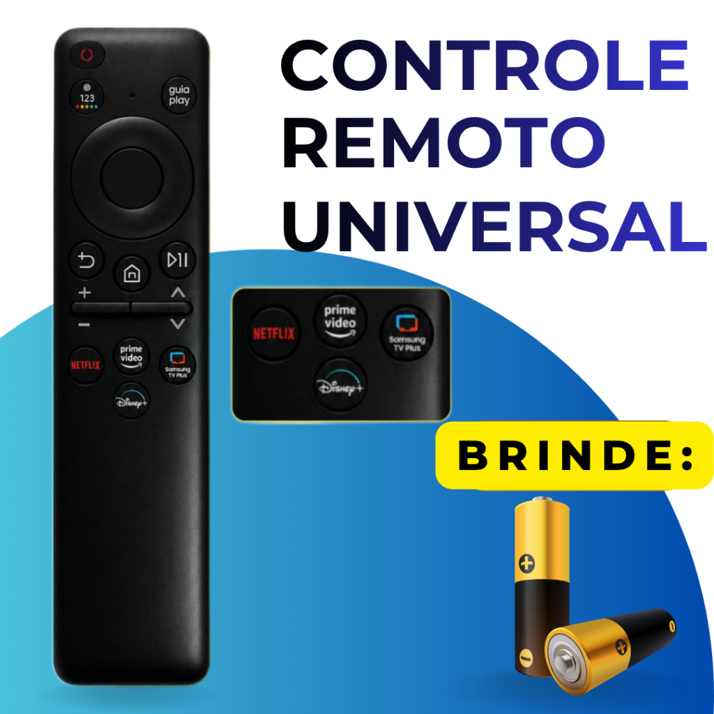 Controle Remoto Universal Compatível Samsung Smart TV 4K Solar Netflix PrimeVideo Disney+