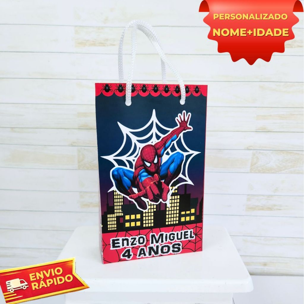 10 Sacolinhas Personalizadas para Festa Lembrancinha Homem Aranha