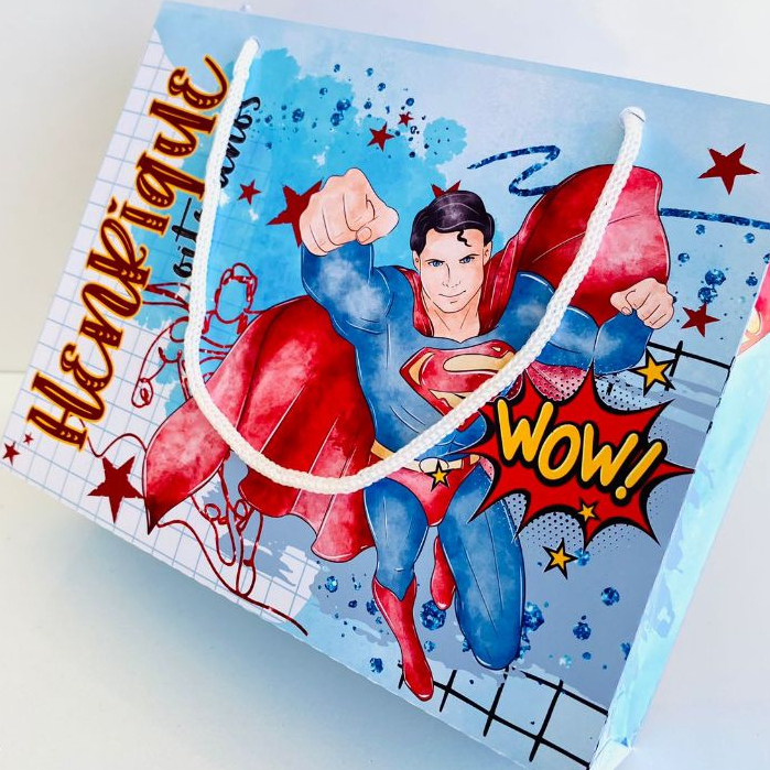 10 Sacolinha Personalizada TAM G Super man Super Homem | Lembrancinha Personalizada 🎉 JÁ MONTADA