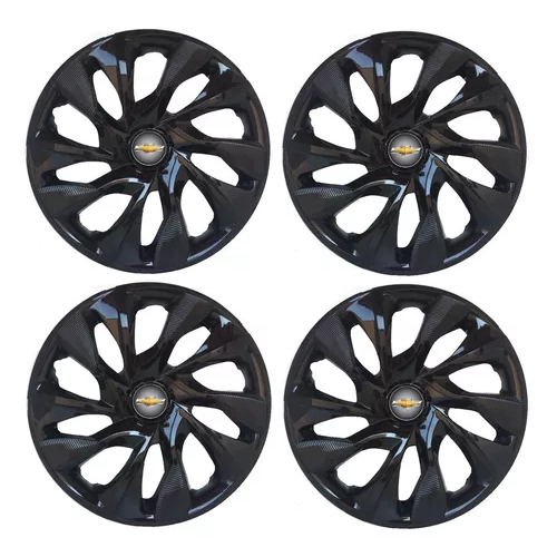 Jogo Calota DS4 Chevrolet Preto Brilhante Agile Astra Cobalt Celta Classic Corsa Ipanema Kadett Montana