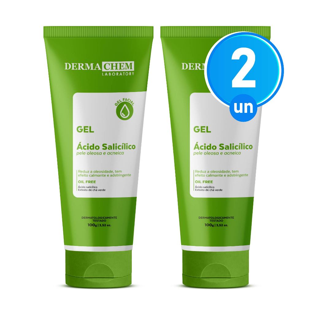 Kit 2 Gel Facial Antioleosidade Ácido Salicílico 100g Dermachem
