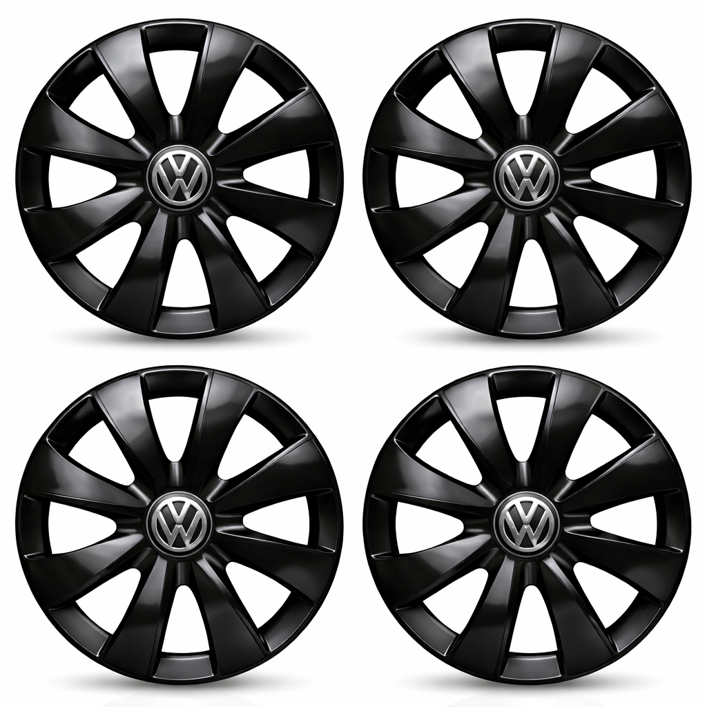 Jogo Calota Prime VW Preto Brilhante Spacefox Santana Saveiro Spacecross Golf Polo Up Virtus