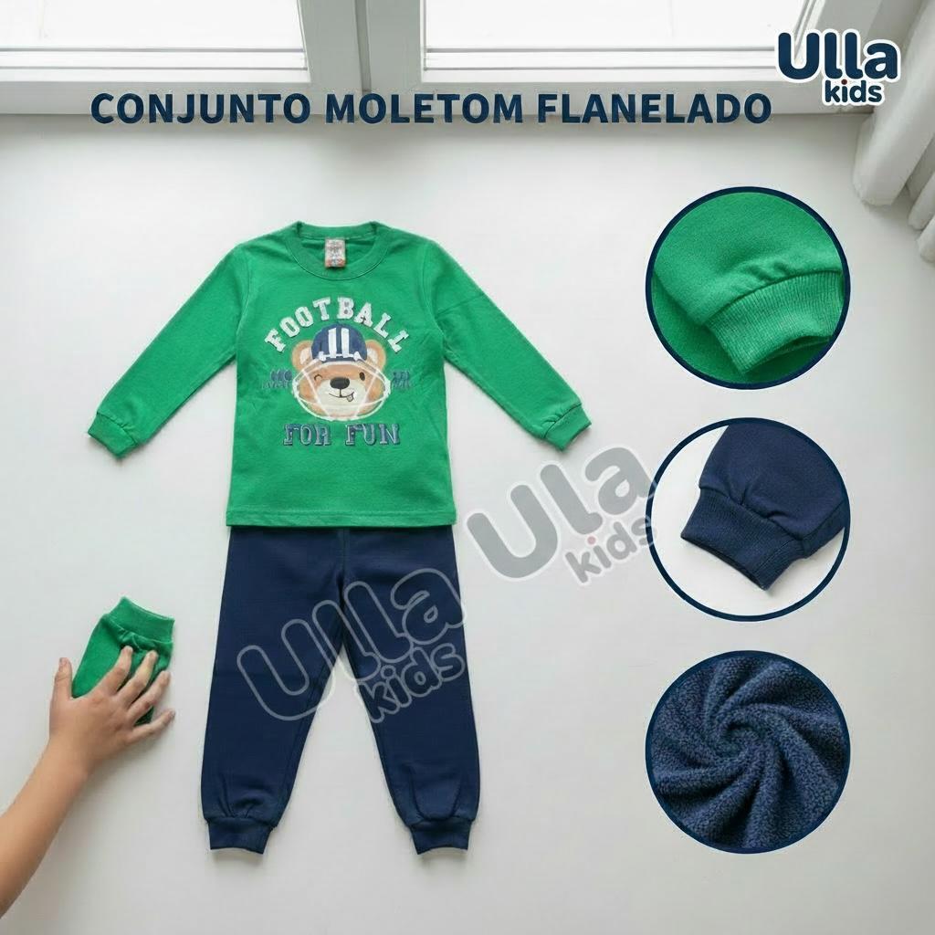 Conjunto Moletom Flanelado menino Blusa + calça infantil estampas sortidas tamanho do 01 ao 08