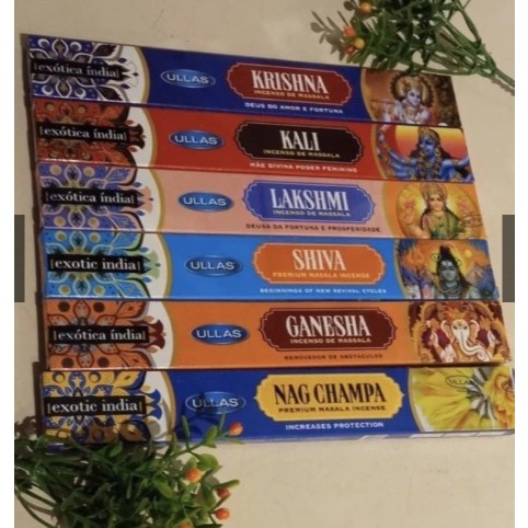 6 Unidades Incensos Incenso de Massala Indiano Kit Krishna, Kali, Lakshmi, Shiva, Ganesha, Nag Champa