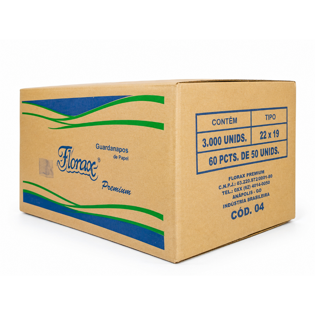 Caixa Guardanapo de Papel 22x19cm Florax C/ 60 Pacotes Alta Absorção - ENVIO IMEDIATO