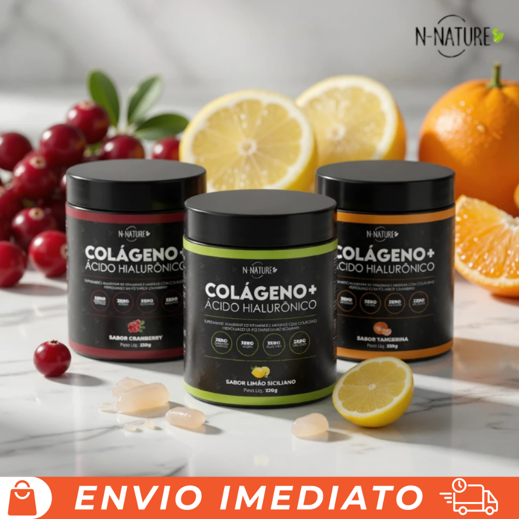 Kit 3 Colágenos + Ácido Hialurônico Zero Açúcar: Mais Elasticidade e Hidratação para Sua Pele