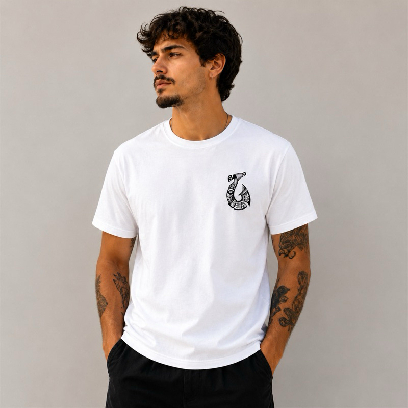 Camiseta Masculina Tribal Maori Premium Casual Estampa Exclusiva no Peito 100% Algodão Confortável Streetwear