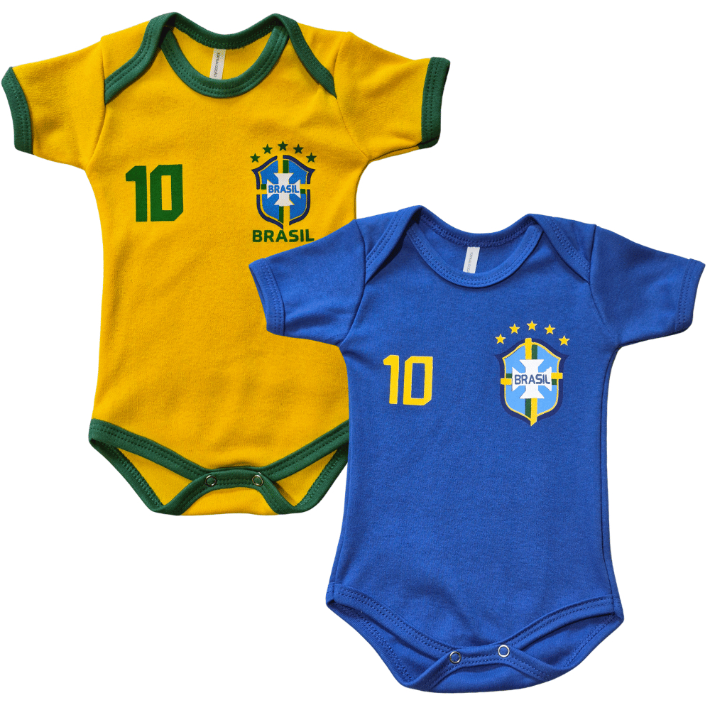 Body Bebê Brasil Temático Mesversário Kit 2 Peças 100% Algodão