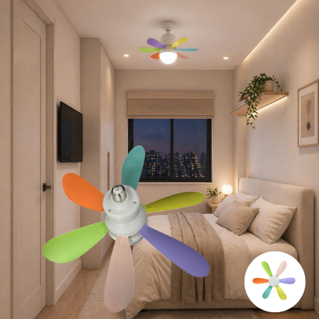 Ventilador de Teto Com Luz 100W Led 3 Tipos de Luz + Controle Remoto Ventilador C/ 6 Hélices Bivolt Enfeites Para Casa