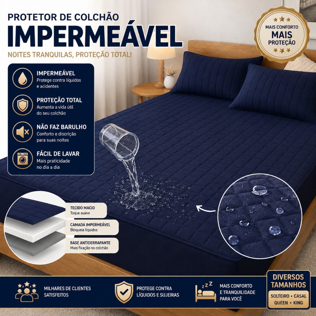 Capa Para Colchão Impermeavel Matelado Com Elastico Protetor para Colchão Super Silencioso