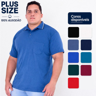 Camiseta Plus Size Masculina Gola Polo Algodão fria Com Bolso Camisa Camiseta Masculina